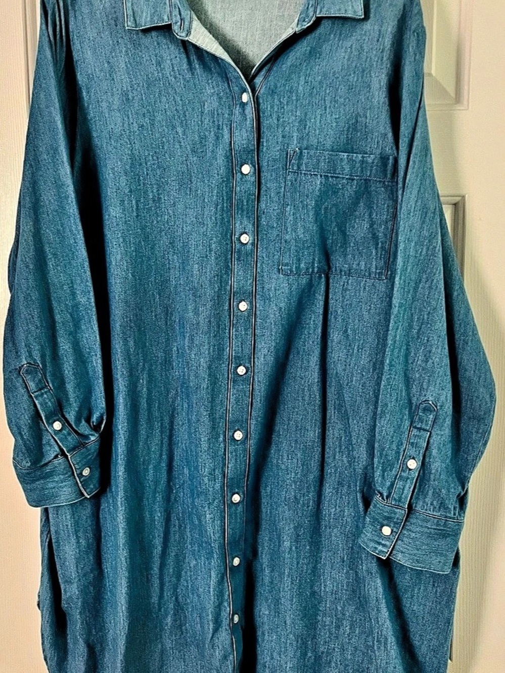 Old Navy Cotton Button Down Shirt Dress Blue Size 2X